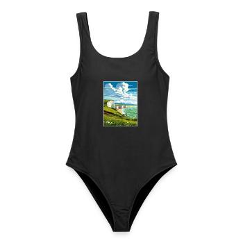 Seven Sisters Sussex Vintage Reiseposter WPA Kunst - Frauen Badeanzug - Schwarz - Vorne - AI Model Female 172 light (172cm)