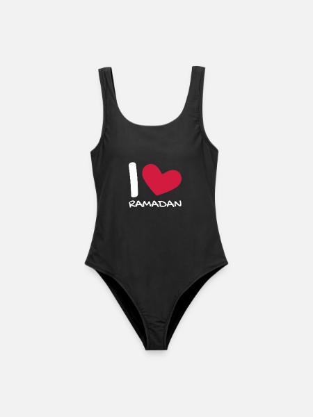 Ich liebe Ramadan Geschenk Herz - Frauen Badeanzug - Schwarz