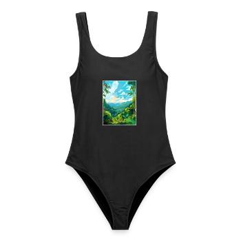 Amazone Regenwald Vintage Reiseposter Souvenir - Frauen Badeanzug - Schwarz - Vorne - AI Model Female 172 light (172cm)