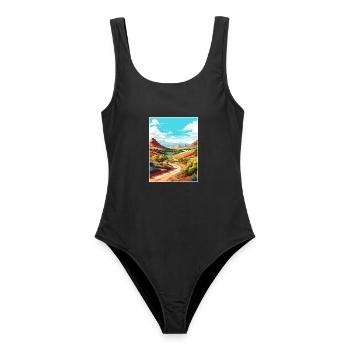 Mount Scott Texas Vintage Reiseposter Souvenir - Frauen Badeanzug - Schwarz - Vorne - AI Model Female 172 light (172cm)