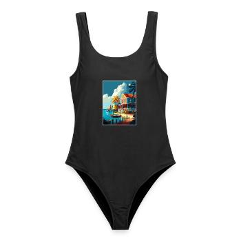 Kaimaninseln Karibik Vintage Reiseposter WPA - Frauen Badeanzug - Schwarz - Vorne - AI Model Female 172 light (172cm)