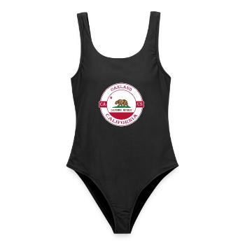 Oakland California Flagge USA Reise Souvenir Abzeichen - Frauen Badeanzug - Schwarz - Vorne - AI Model Female 172 light (172cm)