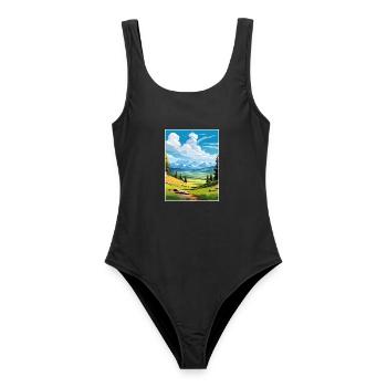 Sierra Nevada Nationalpark Vintage Reiseposter - Frauen Badeanzug - Schwarz - Vorne - AI Model Female 172 light (172cm)