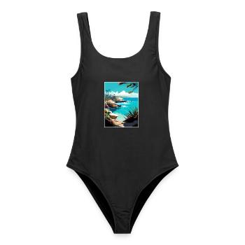 La Jolla Cove California Vintage Reiseposter WPA - Frauen Badeanzug - Schwarz - Vorne - AI Model Female 172 light (172cm)