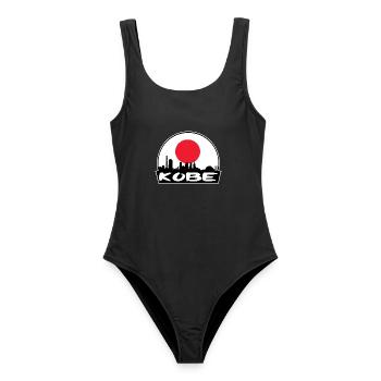 Kobe Japan Flagge Skyline Silhouette Reisen - Frauen Badeanzug - Schwarz - Vorne - AI Model Female 172 light (172cm)