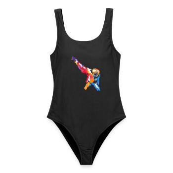 Kletterfreudiger Gibbon Regenwald - Frauen Badeanzug - Schwarz - Vorne - AI Model Female 172 light (172cm)