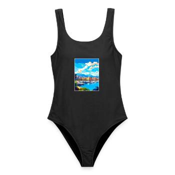 Monaco Vintage Reiseposter WPA Souvenir - Frauen Badeanzug - Schwarz - Vorne - AI Model Female 172 light (172cm)