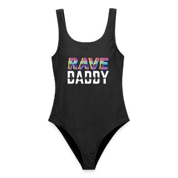 Rave Papa Techno Dad - Frauen Badeanzug - Schwarz - Vorne - AI Model Female 172 light (172cm)