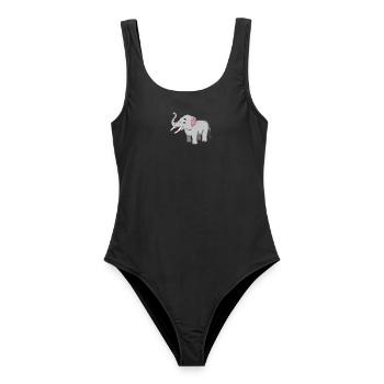 Elephant Afrika Safari Tiere Tier Kinder - Frauen Badeanzug - Schwarz - Vorne - AI Model Female 172 light (172cm)