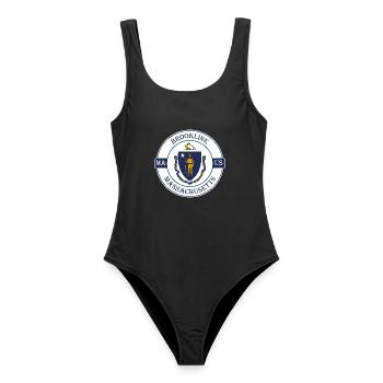 Brookline Massachusetts Flagge USA Souvenir Abzeichen - Frauen Badeanzug - Schwarz - Vorne - AI Model Female 172 light (172cm)