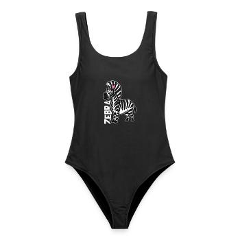 Neugieriges Zebra Afrikasafari - Frauen Badeanzug - Schwarz - Vorne - AI Model Female 172 light (172cm)