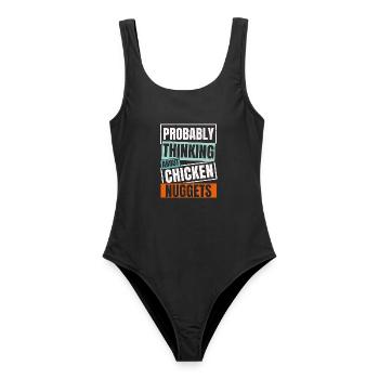 Wahrscheinlich denke ich an Chicken Nuggets Nug Li - Frauen Badeanzug - Schwarz - Vorne - AI Model Female 172 light (172cm)