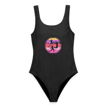 Badmintonspieler Badminton Retro - Frauen Badeanzug - Schwarz - Vorne - AI Model Female 172 light (172cm)