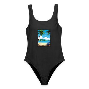 Antigua und Barbuda Karibik Reiseposter - Frauen Badeanzug - Schwarz - Vorne - AI Model Female 172 light (172cm)