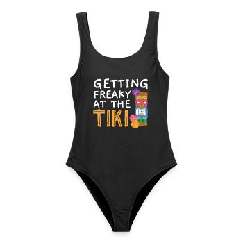 Verrückt werden in der Tiki Luau Party Tiki Bar - Frauen Badeanzug - Schwarz - Vorne - AI Model Female 172 light (172cm)