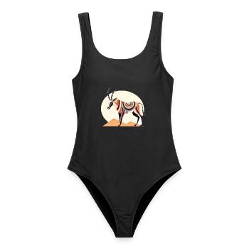 Oryx Buntes Aquarell Cartoon Kawaii Tier - Frauen Badeanzug - Schwarz - Vorne - AI Model Female 172 light (172cm)
