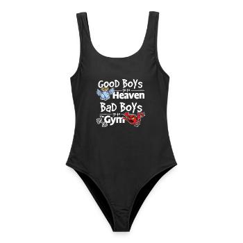 Good Boys go to Heaven, Bad Boys go to the Gym - Frauen Badeanzug - Schwarz - Vorne - AI Model Female 172 light (172cm)
