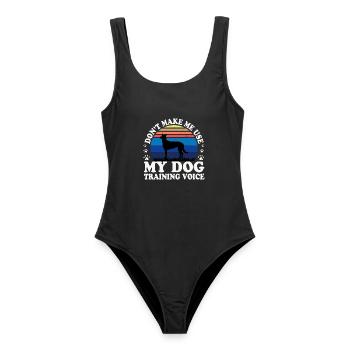 Belgischer Schäferhund Malinois Hund Silhouette Retro - Frauen Badeanzug - Schwarz - Vorne - AI Model Female 172 light (172cm)