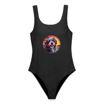 Katalanischer Schäferhund Hund Rasse Bunte Karikatur Wasserc - Frauen Badeanzug - Schwarz - Vorne - AI Model Female 172 light (172cm)