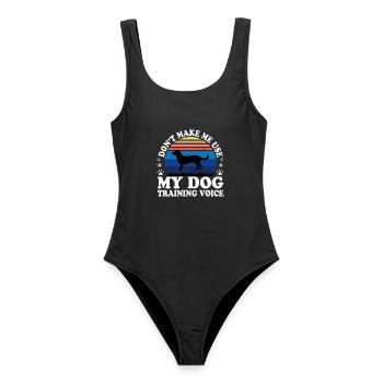 Alpine Dachsbracke Hundesilhouette Retro Sonnenuntergang - Frauen Badeanzug - Schwarz - Vorne - AI Model Female 172 light (172cm)