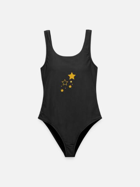 Sternenmotiv Goldene Sterne - Frauen Badeanzug - Schwarz