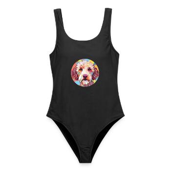 Lagotto Romagnolo Hunderasse buntes Aquarell - Frauen Badeanzug - Schwarz - Vorne - AI Model Female 172 light (172cm)