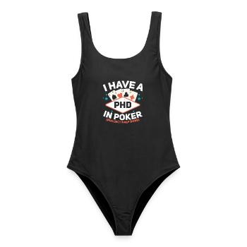 Ich habe einen Doktortitel in Poker Glücksspiel Ca - Frauen Badeanzug - Schwarz - Vorne - AI Model Female 172 light (172cm)