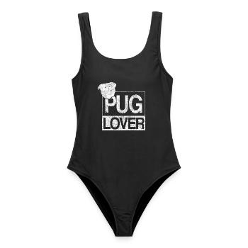 PUG LOVER Hund Frauchen Herrchen Hundi Wau Mops - Frauen Badeanzug - Schwarz - Vorne - AI Model Female 172 light (172cm)