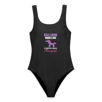 Ballonmodellieren ist billiger als ein Therapeut - Frauen Badeanzug - Schwarz - Vorne - AI Model Female 172 light (172cm)