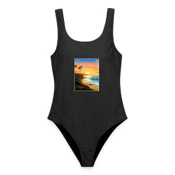Orange County Kalifornien Vintage Reiseposter WPA - Frauen Badeanzug - Schwarz - Vorne - AI Model Female 172 light (172cm)