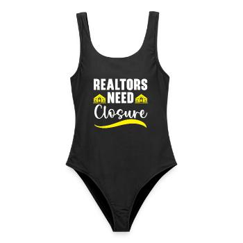 Realtors Need Closure Agent Immobilienmakler - Frauen Badeanzug - Schwarz - Vorne - AI Model Female 172 light (172cm)