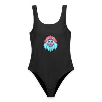 Yeti Buntes Aquarell Cartoon Kawaii Tier - Frauen Badeanzug - Schwarz - Vorne - AI Model Female 172 light (172cm)