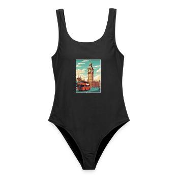 Big Ben London Vintage Reiseposter WPA Souvenir - Frauen Badeanzug - Schwarz - Vorne - AI Model Female 172 light (172cm)