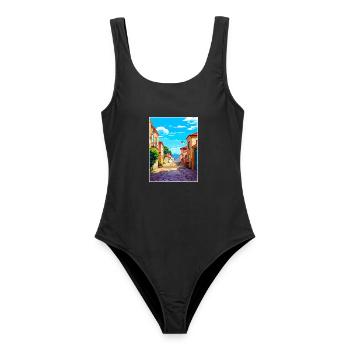Vianna Do Castelo Portugal Vintage Reiseposter - Frauen Badeanzug - Schwarz - Vorne - AI Model Female 172 light (172cm)