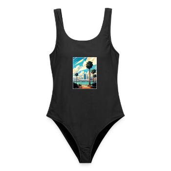 San Diego, Kalifornien, Vintage-Reiseposter, WPA-Kunst - Frauen Badeanzug - Schwarz - Vorne - AI Model Female 172 light (172cm)
