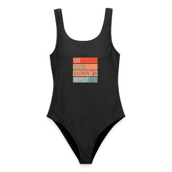 Eat Sleep Badminton Repeat - Frauen Badeanzug - Schwarz - Vorne - AI Model Female 172 light (172cm)