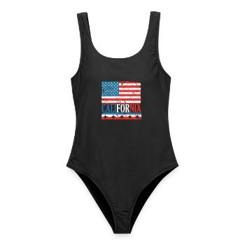 CA Regeln USA Staat Amerika Kalifornien Kalifornie - Frauen Badeanzug - Schwarz - Vorne - AI Model Female 172 light (172cm)
