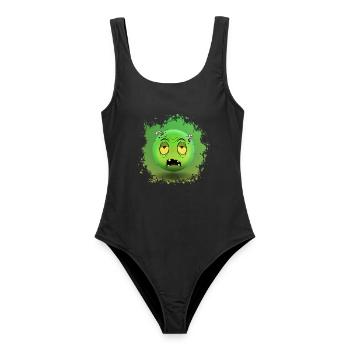 Zombiemoji - Frauen Badeanzug - Schwarz - Vorne - AI Model Female 172 light (172cm)