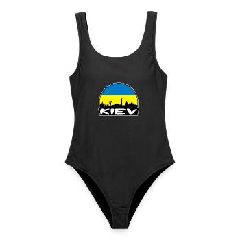 Kiew Ukraine Flagge Skyline Silhouette Reisen - Frauen Badeanzug - Schwarz - Vorne - AI Model Female 172 light (172cm)