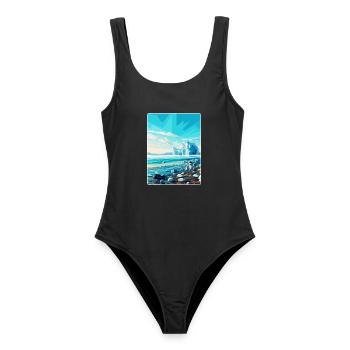 Diamond Beach Island Vintage Reiseposter WPA - Frauen Badeanzug - Schwarz - Vorne - AI Model Female 172 light (172cm)