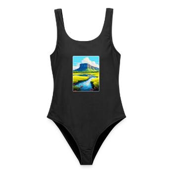 Ben Bulben Irland UK Vintage Reiseposter WPA - Frauen Badeanzug - Schwarz - Vorne - AI Model Female 172 light (172cm)
