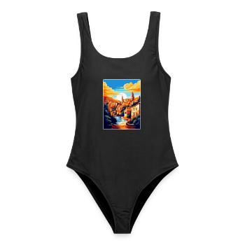 Toledo Spanien Vintage Reiseposter WPA Souvenir - Frauen Badeanzug - Schwarz - Vorne - AI Model Female 172 light (172cm)