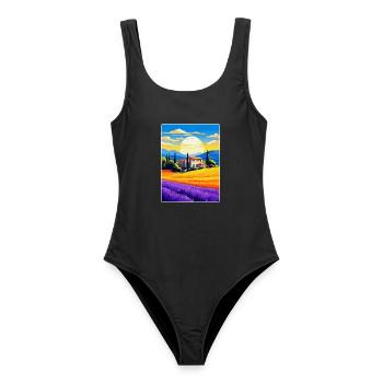 Provence Frankreich Vintage Reiseplakat Souvenir WPA - Frauen Badeanzug - Schwarz - Vorne - AI Model Female 172 light (172cm)