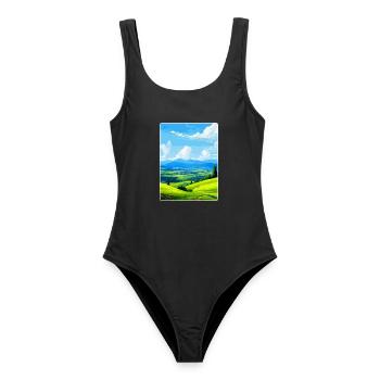Sauerland Deutschland Vintage Reiseplakat Souvenir - Frauen Badeanzug - Schwarz - Vorne - AI Model Female 172 light (172cm)