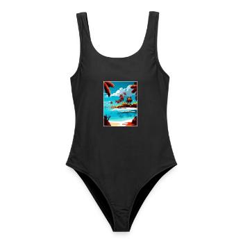 Punta Cana Karibik Vintage Reiseposter WPA Kunst - Frauen Badeanzug - Schwarz - Vorne - AI Model Female 172 light (172cm)