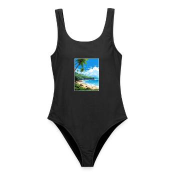 Manuel Antonio Strand Costa Rica Reiseposter - Frauen Badeanzug - Schwarz - Vorne - AI Model Female 172 light (172cm)