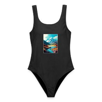 Mount Cook Neuseeland Vintage Reiseposter WPA - Frauen Badeanzug - Schwarz - Vorne - AI Model Female 172 light (172cm)