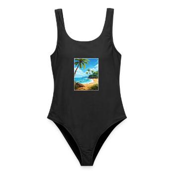Palm Cove Australien Deko Vintage Reiseposter WPA - Frauen Badeanzug - Schwarz - Vorne - AI Model Female 172 light (172cm)