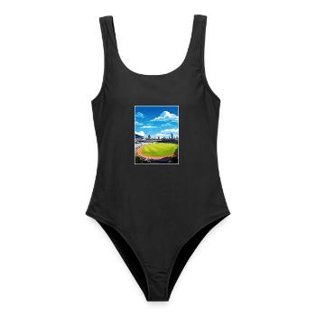 Melbourne Cricket Ground Vintage Reiseposter WPA - Frauen Badeanzug - Schwarz - Vorne - AI Model Female 172 light (172cm)