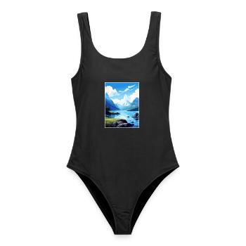 Milford Sound Neuseeland Vintage Reiseposter - Frauen Badeanzug - Schwarz - Vorne - AI Model Female 172 light (172cm)